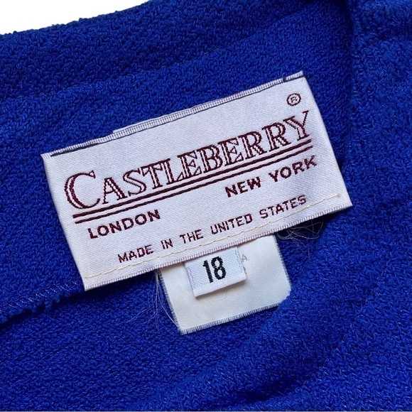 Vtg Castleberry Santana Knit Clasp Cardigan Sweater Royal Blue Gold Size 18 - Picture 7 of 9